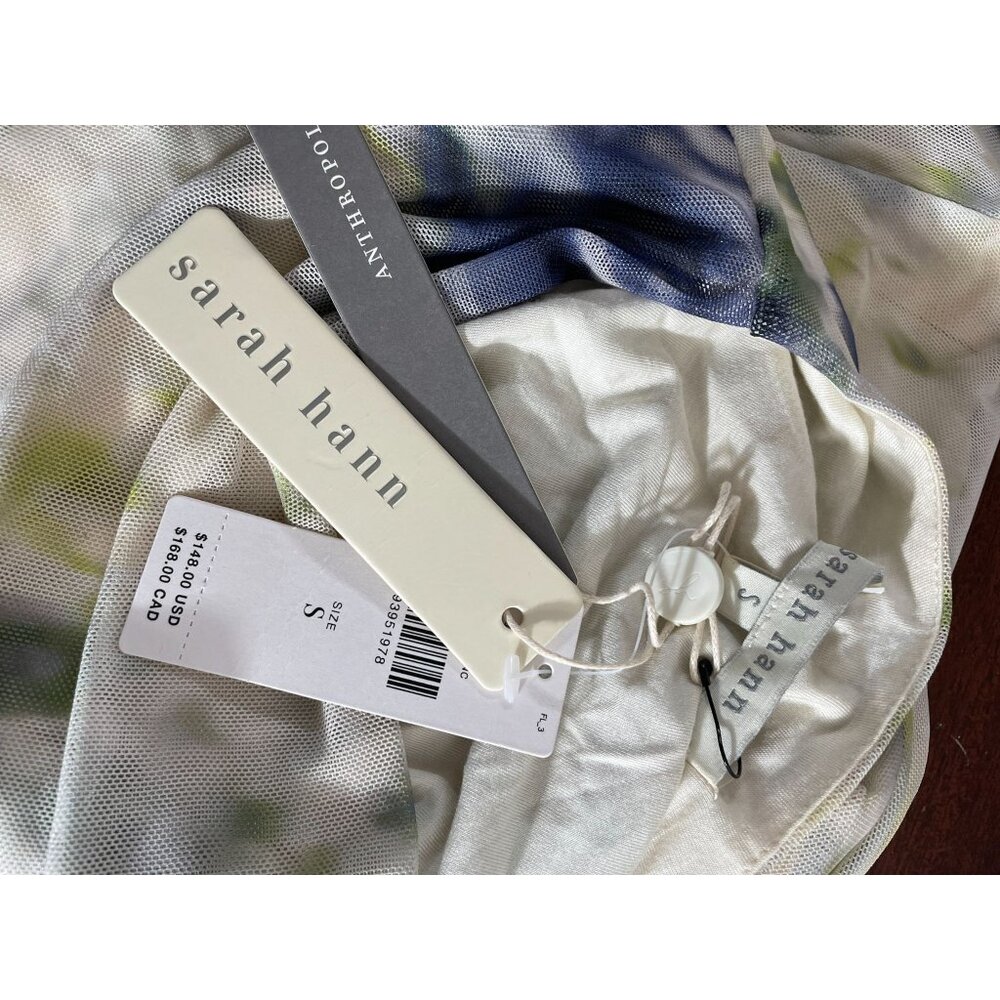 NWT Anthropologie Sarah Hann Iris Mesh Dress Tie Yellow Blue White Tie Dye SZ S - Picture 6 of 11
